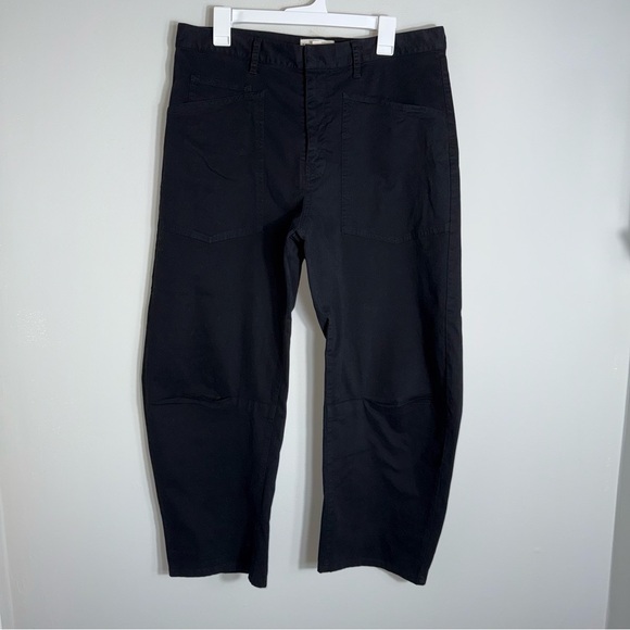 Nili Lotan Pants - Nili Lotan Shon Pant-Mid Rise Barrel Leg-Cotton Blend-Black-Size 10